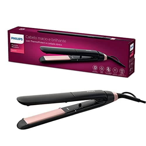 Philips Plancha de pelo serie 3000 con Tecnología ThermoProtect, Iones, Placas Ceramicas de 100mm de Largo con Queratina, BHS378/00, Malva