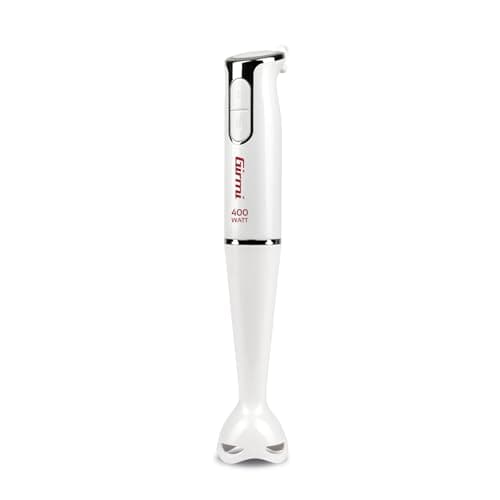 Girmi MX04 Batidora de Inmersión, 400W, Motor DC, 2 Velocidades, Cuchillas de Acero Inoxidable, Pie Antisalpicaduras, Color Blanco