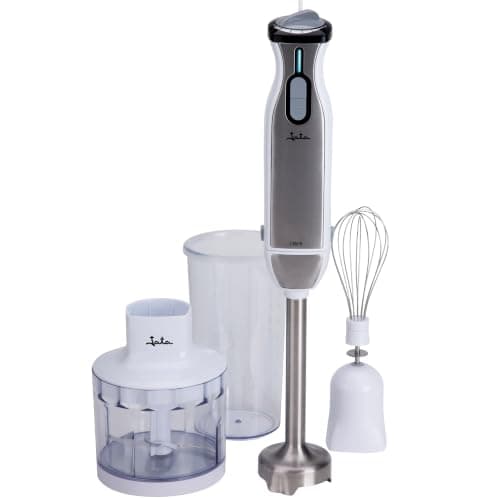 Jata BT199 - Batidora de Mano 1000 W con Regulador de Velocidad, Pie de Acero Inoxidable Desmontable, Cuchilla Titanium Doble, Incluye Picadora, Batidor Varillas y Vaso Medidor 600 ml
