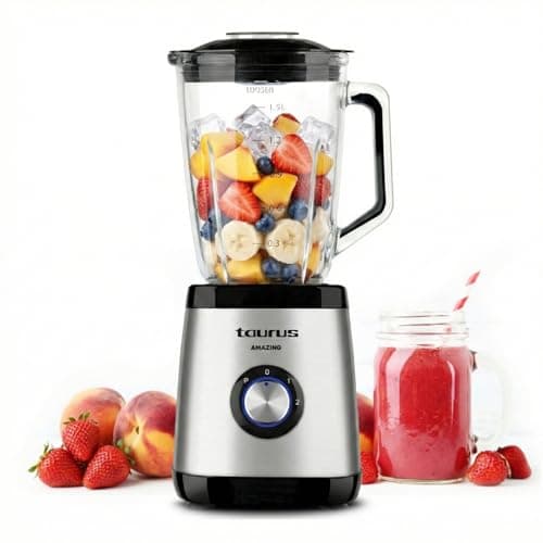 Taurus - Batidora de Vaso 1500W, 1,5L, Pica Hielo, 4 Cuchillas Inox